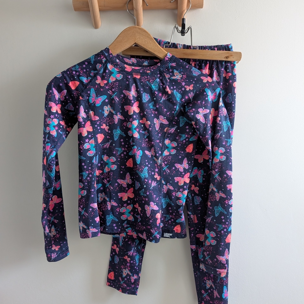 Hanna Andersson Navy and Pink Butterfly Pajama Set